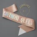 Rose gold glitter birthday queen sash and 21 bitches rhinestone tiara party set - Rose Gold Birthday Set (21 BITCHES)