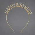 Elegant golden rhinestone HAPPY BIRTHDAY headband for birthday party celebrations - Gold (HAPPY BIRTHDAY)