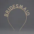 Elegant gold-tone headband with sparkling rhinestone letters spelling BRIDESMAID for weddings - Gold (BRIDESMAID)