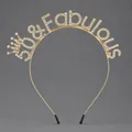 Elegant gold 50 and Fabulous birthday headband with premium sparkling clear rhinestones - Gold (50 & Fabulous)