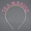 Elegant gold metal headband with pink rhinestone TEAM BRIDE lettering for bachelorette party - Gold+Pink Rhinestone (TEAM BRIDE)