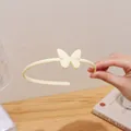 Matte yellow butterfly plastic headband with anti-slip teeth for women hair accessories - Butterfly Style / White