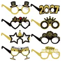 Set of 8 glittery 2027 New Year party glasses props for photo booth decorations - Multi-Style Set / Black & Gold