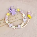 Handmade ceramic beaded bracelet featuring purple elephant charm heart and star beads - Purple Elephant Style (1772-04) / Light Purple