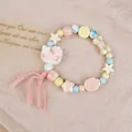 Handmade Jingdezhen pastel ceramic beaded bracelet featuring cute kitty and star charms - Kitty Style (1772-02) / Multicolor