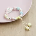 Handmade pastel ceramic beaded bracelet with cute white sheep charm and star beads - Happy Dog (1772-07) / Pale Blue