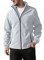Men's polar fleece jacket in light grey with full zipper and stand-up collar style - S / Light Gray