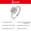 Elegante anillo de compromiso de moissanita en plata 925 con un diseño de halo brillante - R10875 Estilo Moissanita / 1 Quilate / 6.5mm