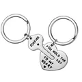 Set di portachiavi per coppia in acciaio inossidabile con ciondoli a cuore e chiave incisi - Confezione OPP / Color Acciaio