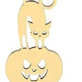 Pendentif d'Halloween chat et citrouille en acier inoxydable pour porte-clés - Doré
