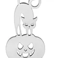 Porte-clés créatif Halloween chat citrouille en acier inoxydable pour cadeaux de fête - Argenté