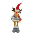 Niedliche teleskopierbare Weihnachts-Rentier-Plüschpuppe mit rotem Hut und festlichem Schal - Einziehbares Weihnachtsrentier