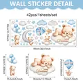 Cartoon bear and clouds wall stickers for nursery with detailed size specifications - Sweet Dreams Cozy Bear (UV26Y80812T_R)