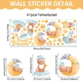Set of 41 cute cartoon wall stickers with moon and sleeping bears for nursery decor - Stars and Moon Bear (UV26Y80808T_R)