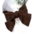 Elegant oversized brown satin bow hair clip with a smooth glossy finish for stylish women - Dark Coffee Duckbill Clip