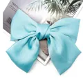 Elegant light blue satin large bow hair clip accessory for women - Light Blue Duckbill Clip