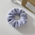 Elegant large lavender plush scrunchie hair tie with soft fuzzy texture for autumn winter - Blue Plush