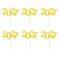 Set van 6 gouden glitter 2027 taarttoppers voor decoratie van nieuwjaarsfeesten en meer - Stijl 2: 2027 Goud 6 Stuks Per Verpakking