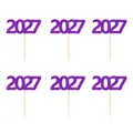 Lot de décorations de gâteau 2027 violettes scintillantes pour le Nouvel An et fête. - Style 1 : 2027 / Lot de 6 / Violet