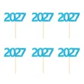 Lot de six décorations de gâteau 2027 bleu pailleté pour les fêtes du Nouvel An - Style 1 : 2027 / Lot de 6 / Bleu