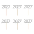 Lot de 6 décorations de gâteau 2027 à paillettes argentées pour fêtes de Nouvel An et soirées - Style 1 : 2027 / Lot de 6 / Argent
