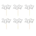 Lot de six décorations de gâteau 2027 pailletées argentées pour fête de Nouvel An - Style 2 : 2027 / Lot de 6 / Argent