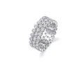 Anillo de eternidad en plata S925 con tres filas de moissanite redondo de 1,7 mm - Talla US 9 / Moissanita 1.7mm