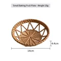 Round handwoven rattan snack and fruit basket, measuring 14cm diameter and 4.4cm height - Rattan Baking Small Fruit Plate