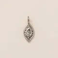Minimalist stainless steel leaf pendant with teardrop crystal inlay in silver finish - Steel Color Feather