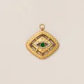 18K gold plated evil eye stainless steel pendant necklace with colorful stones - Square Flame Eye Pendant