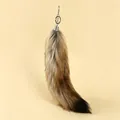 Large real fox tail fur keychain accessory for handbags or car keys in natural brown - Yellow Coffee
