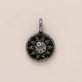Intricate vintage gunmetal finish stainless steel mini lotus sunburst charm pendant - Steel Color Antique Sun Disk Pendant