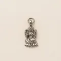 Vintage silver stainless steel Hindu goddess Lakshmi pendant sitting on a lotus base - Steel Color Goddess Lakshmi Pendant