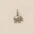 Detailed mini silver stainless steel elephant pendant charm for necklaces and jewelry - Steel Elephant