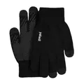 Black knitted touchscreen winter gloves with anti-slip palm grip and white brand logo - Glasses Case / Black