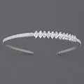 Elegante cerchietto color argento con pietre di zircone marquise per foto di moda - Cerchietto con Zirconi da Damigella d'Onore di Lusso (TS-J3167S)