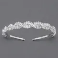 Elegante cerchietto argentato con zirconi a taglio baguette in design intrecciato - Cerchietto con Zirconi per Appuntamento e Uscita (TS-J3405S)