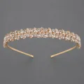 Elegante cerchietto dorato con cristalli di zirconia cubica color champagne taglio marquise - Cerchietto Versatile per Servizio Fotografico (TS-J3434G)