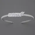 Cerchietto di lusso in zircone argentato con design a foglia di cristallo taglio marquise - Cerchietto con Zirconi Versatile di Lusso (TS-J3164S)