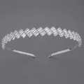 Elegante cerchietto color argento con brillanti cristalli di zirconia rettangolari. - Cerchietto di Compleanno per Ragazza di Lusso (TS-J3400S)