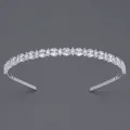 Elegante cerchietto color argento con scintillanti zirconi taglio marquise per spose - Cerchietto con Zirconi per Compleanno di Lusso (TS-J3214S)