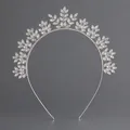 Elegante cerchietto in argento con zirconi a forma di foglia per matrimoni e foto - Cerchietto con Foglie Stile Foresta Versatile (TS-J3105S)