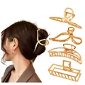 Elegante molletta per capelli a farfalla in metallo dorato per donna, design a squalo grande - Set da 4 pezzi oro 11cm A / 11cm / Oro