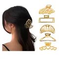 Elegante set di grandi mollette per capelli in metallo dorato a farfalla e geometriche - Set da 5 pezzi oro 7,5cm / 7.5cm / Oro