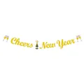 Funkelndes goldenes Glitzer Cheers New Year Banner für die Silvesterparty Dekoration - Glitzer Gold Cheers New Year Banner