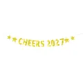 Golden metallic Cheers 2027 letter banner with decorative stars for New Year party - Gold Stamping Cheers 2027 Banner