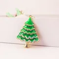 Grüner Emaille Weihnachtsbaum Schlüsselanhänger mit funkelnden Strasssteinen in Gold - Grün