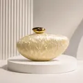 Elegant marbled white acrylic evening clutch bag with luxury gold metal clasp detail - Off White