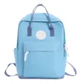Lightweight light blue casual travel backpack with purple handles and front pocket - Small / Blue