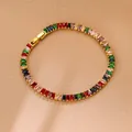 Elegante bracciale tennis colorato con zirconi rettangolari placcato oro per donna alla moda - BP5113 Bracciale Placcato Oro Zirconia Multicolore